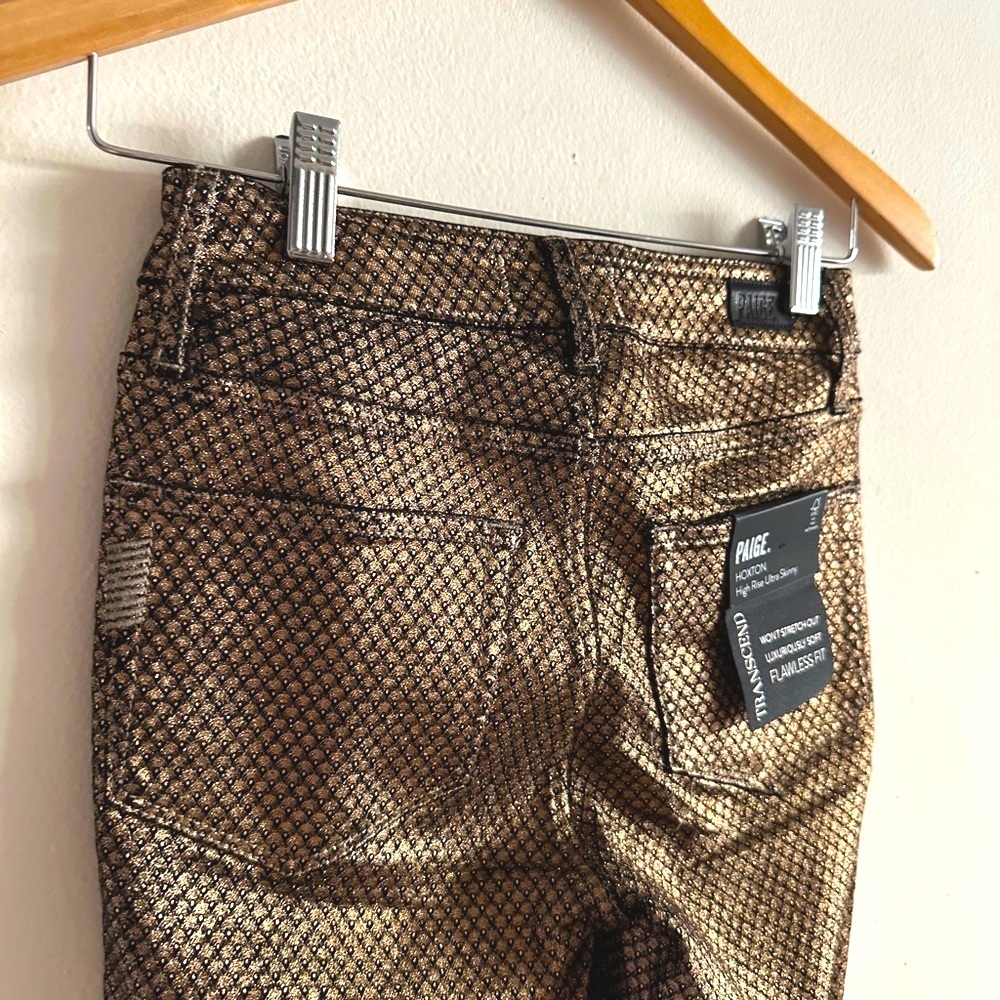 PAIGE DENIM Metallic Snake Gold Skinny Pant $128 SIZE 24 WOMEN'S 0 00 Alt Emo - Picture 2 of 6